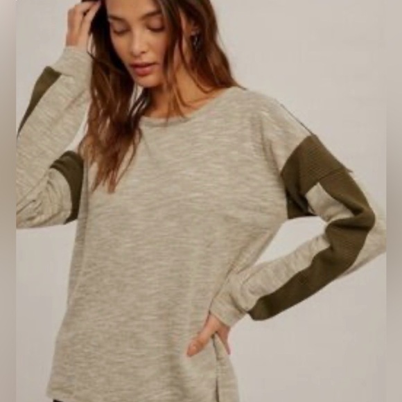 Hem & Thread Tops - Hem & Thread Olive Lace Accent Top